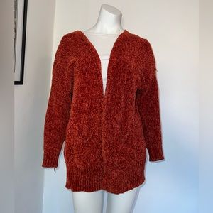 Size M soft knit brunt orange cardigan sweater